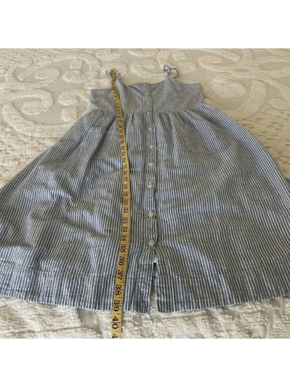 Crewcuts Blue & White Striped Dress Size 12 Girls Cotton Classic Preppy Summer